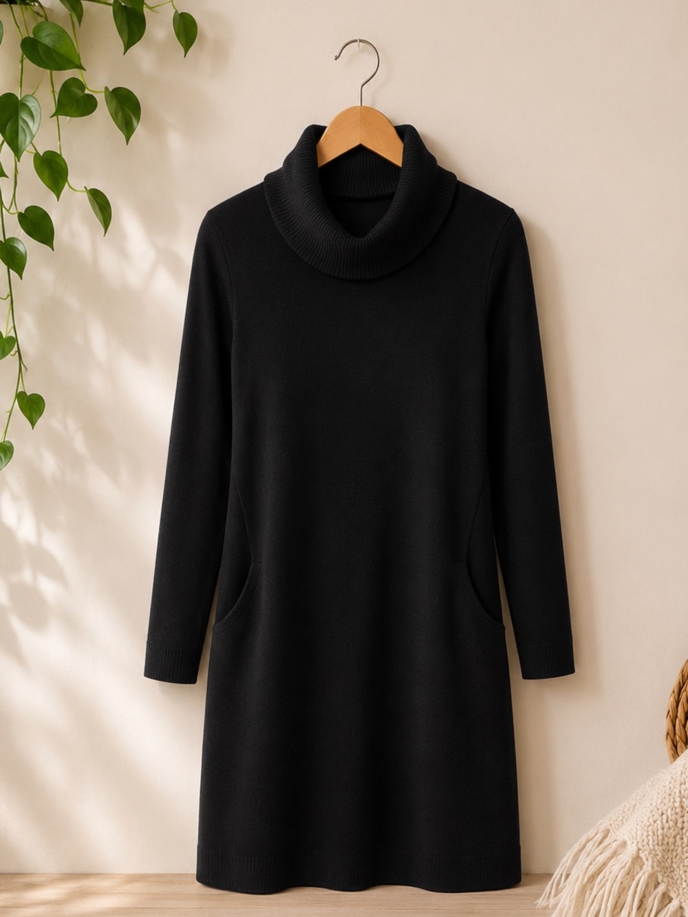 J. Jill Black Cowl Neck MIDI Dress